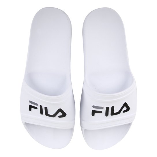 Chinelo Slide Fila Sleek Masculino - Branco+Preto Menor preço em Chinelo Slide Fila Sleek Masculino - Branco+Preto