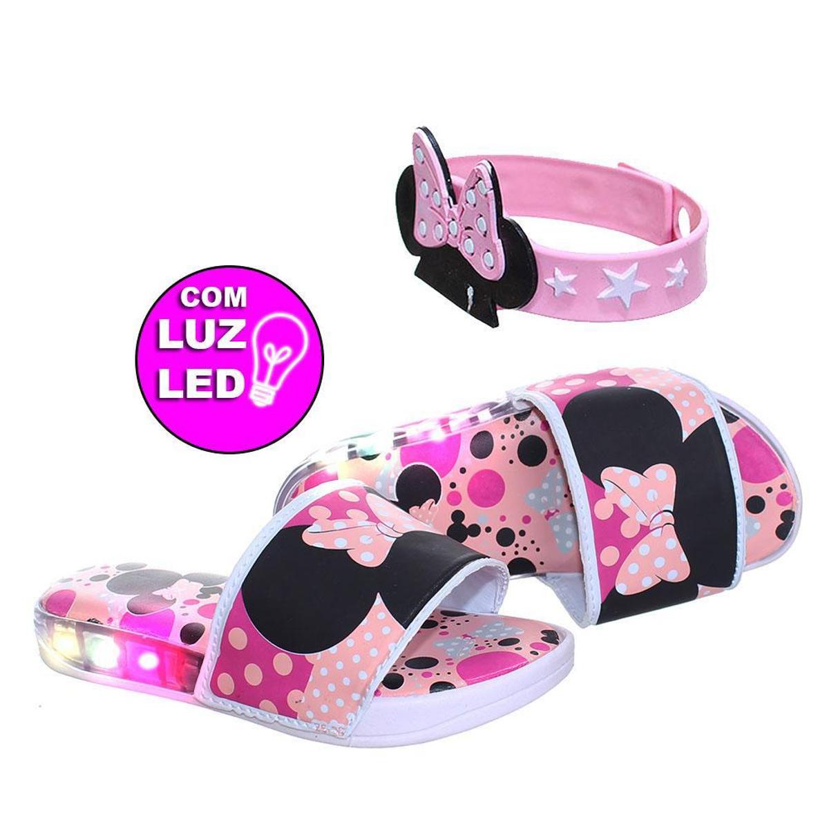 Chinelo Slide Infantil Com Luz Led Menina Lacinho Rosa com Pulseira Menor preço em Chinelo Slide Infantil Com Luz Led Menina Lacinho Rosa com Pulseira