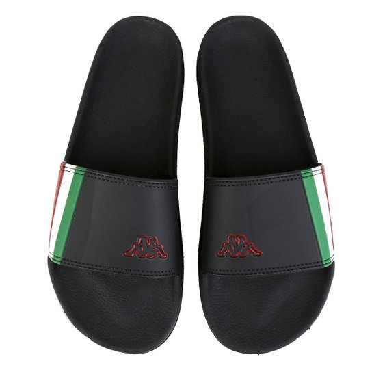 Chinelo Slide Kappa Neat - Preto+verde Menor preço em Chinelo Slide Kappa Neat - Preto+verde