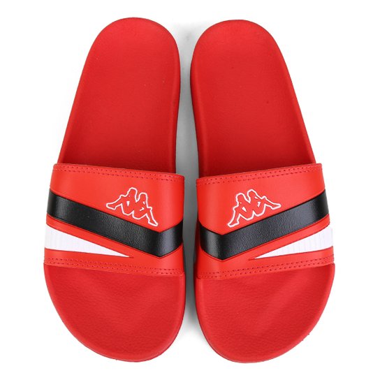 Chinelo Slide Kappa Snip - Vermelho+Branco Menor preço em Chinelo Slide Kappa Snip - Vermelho+Branco