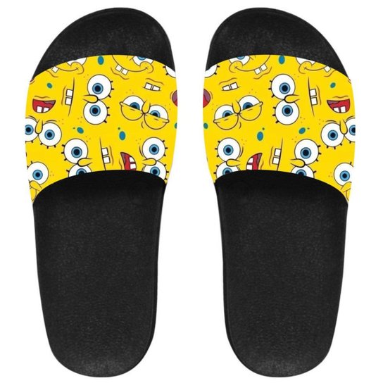 Chinelo Slide Masculino Estampa Detalhada Bob Esponja - Amarelo Menor preço em Chinelo Slide Masculino Estampa Detalhada Bob Esponja - Amarelo