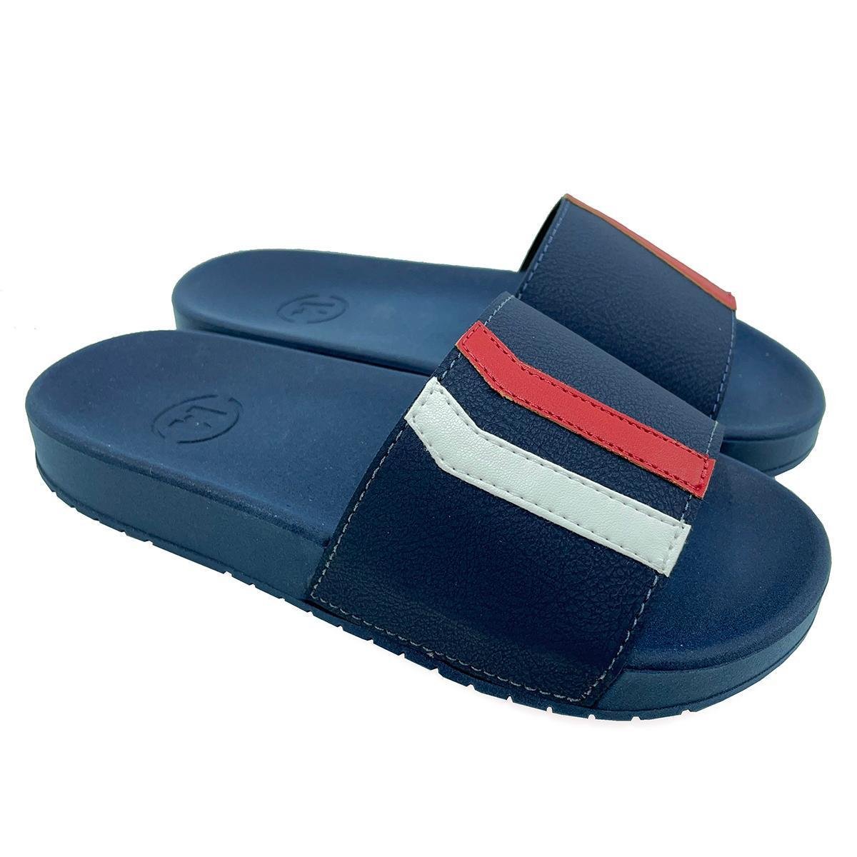 Chinelo Slide Molekinho Listras Menino - Marinho - 34 - Marinho | Netshoes