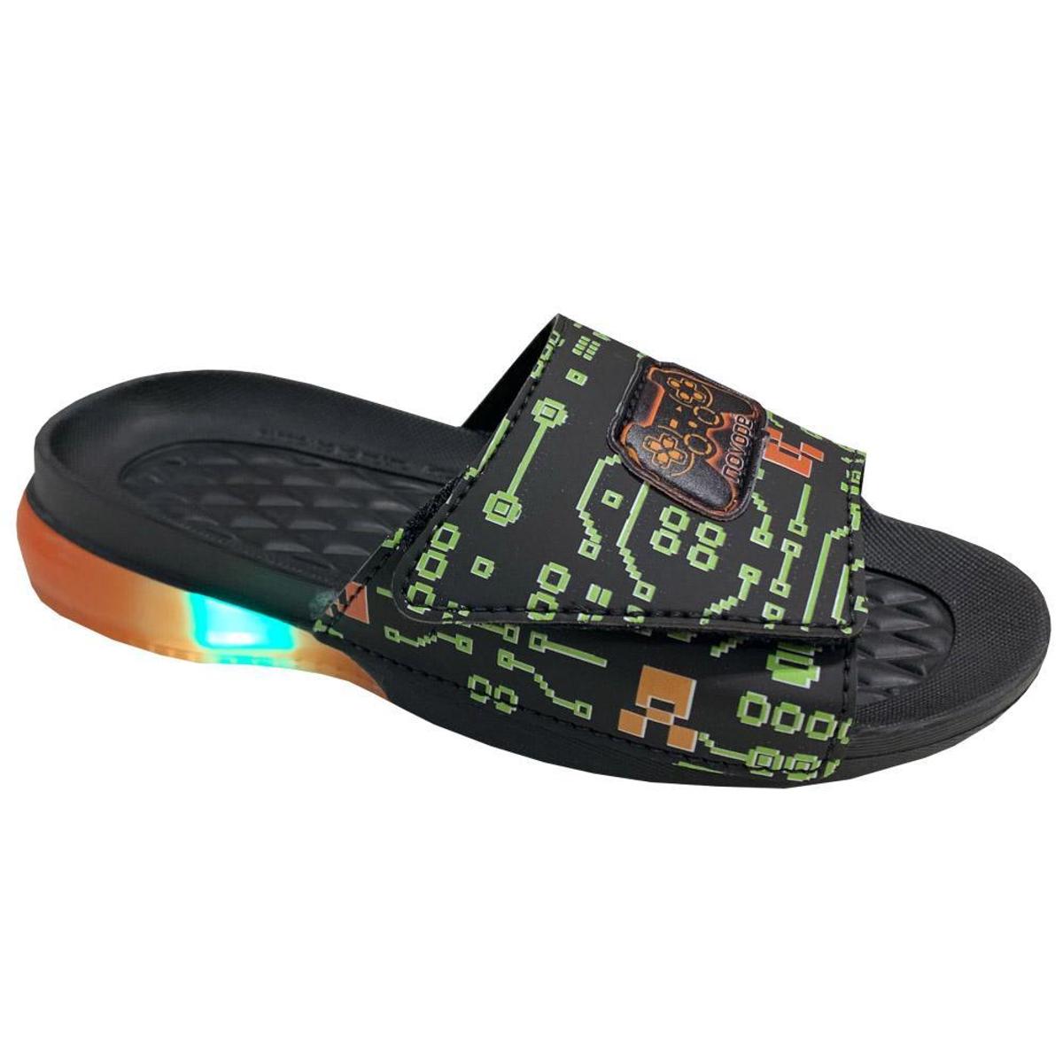Chinelo Slide Novope Led Sandália Menino Com Luz 907N564 - Preto | Netshoes