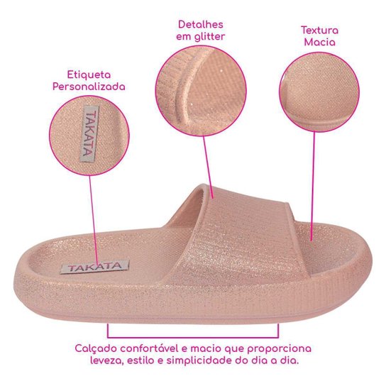 Chinelo Slide Nuvem Macio Confort de Glitter Light A6.06 D