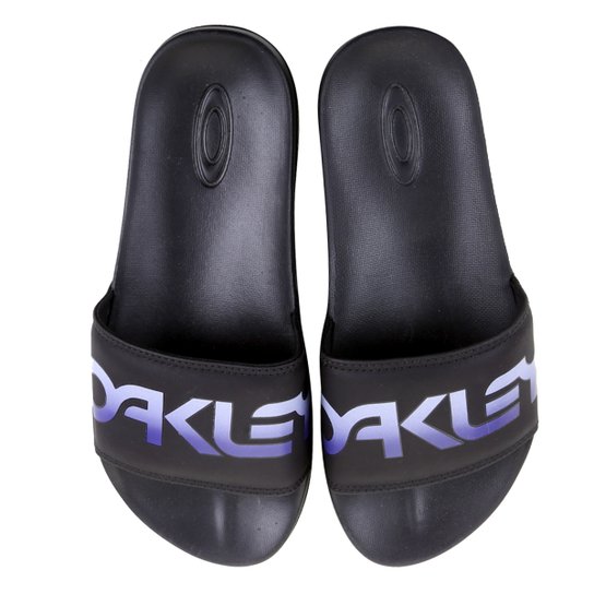 Chinelo Slide Oakley Malibu Thermonuclear Masculino - Preto e Cinza Menor preço em Chinelo Slide Oakley Malibu Thermonuclear Masculino - Preto e Cinza