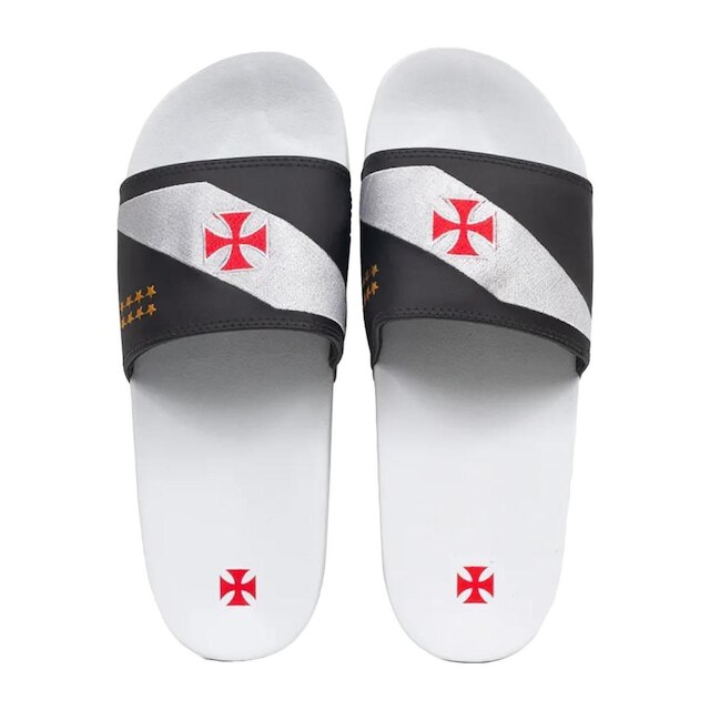 Chinelo Slide Vasco Bandeira Branco Oficial - Preto Menor preço em Chinelo Slide Vasco Bandeira Branco Oficial - Preto