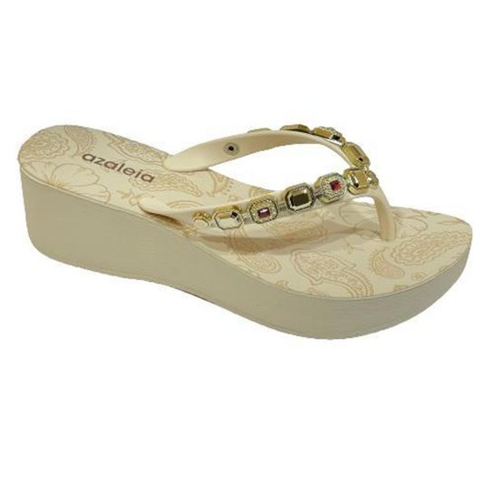 Chinelo Tamanco Feminino Azaleia Anabela 259/637 - Creme Menor preço em Chinelo Tamanco Feminino Azaleia Anabela 259/637 - Creme