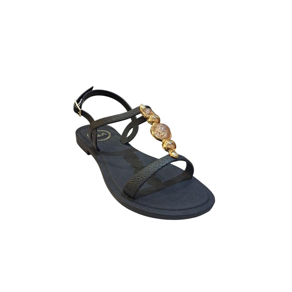 Chinelo Terra e Água Preto com Pedrarias Vegano
