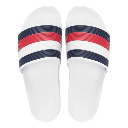 Chinelo Tommy Hilfiger Slide Gaspea Relevo - Branco Menor preço em Chinelo Tommy Hilfiger Slide Gaspea Relevo - Branco