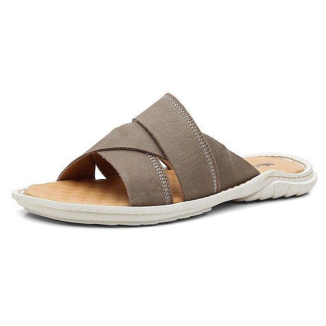 Chinelo Transpassado Centuria Tamanho Grande Couro Cinza