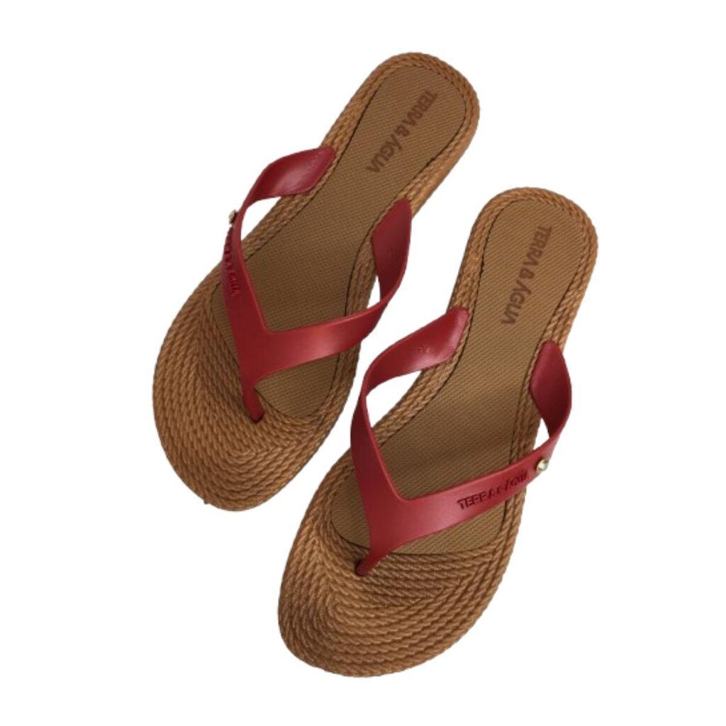 Chinelo Vegano Caramelo Tira Grossa Framboesa Solado Alto