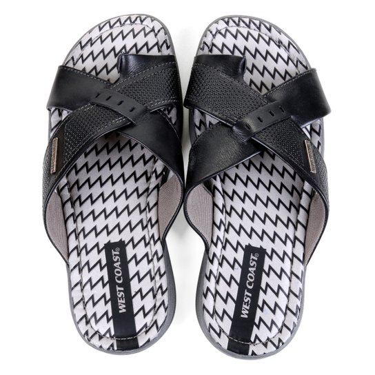 Chinelo West Coast Tiras Cruzadas Masculino - Preto Menor preço em Chinelo West Coast Tiras Cruzadas Masculino - Preto