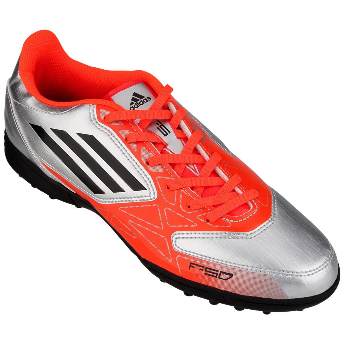 chuteira adidas prata e laranja