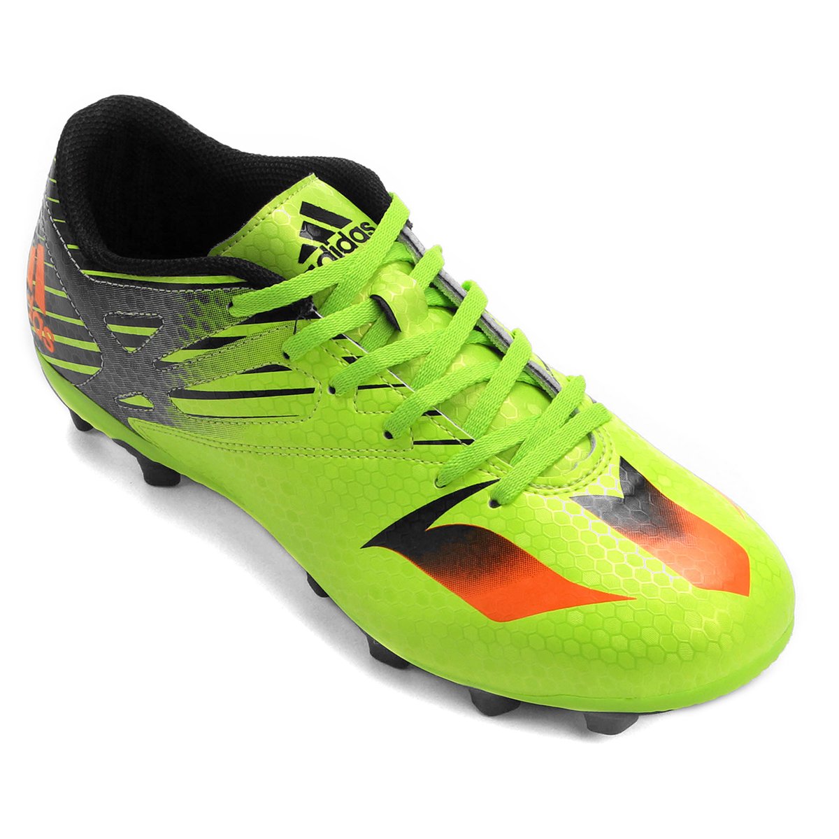 Chuteira Adidas Messi 15 4 FXG Campo - Verde Limão+Laranja | Netshoes