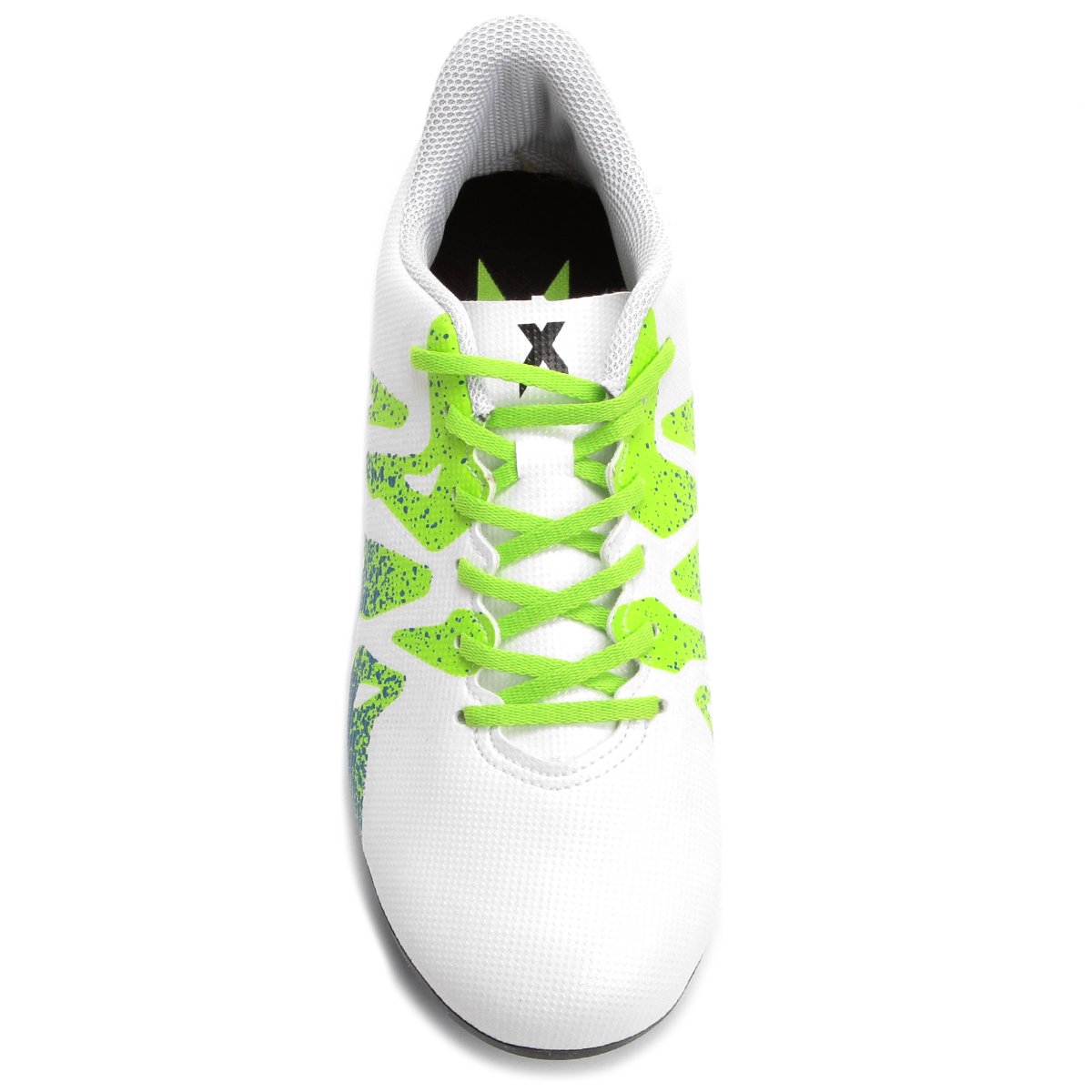 Chuteira Adidas X 15 4 FXG Campo Juvenil - Branco+Verde Limão