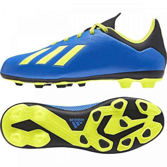 Chuteira Adidas X 18.4 Campo Infantil DB2419 - Azul+Preto Menor preço em Chuteira Adidas X 18.4 Campo Infantil DB2419 - Azul+Preto