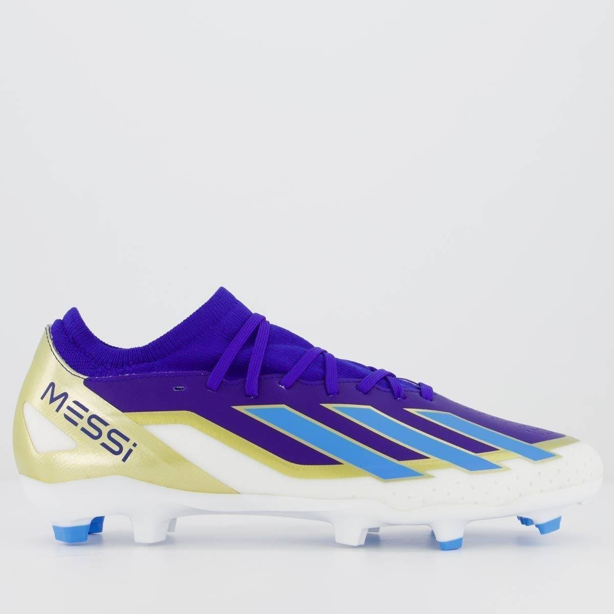 Chuteira Adidas X Crazyfast League Messi 23 Academy FG Campo Azul Menor preço em Chuteira Adidas X Crazyfast League Messi 23 Academy FG Campo Azul