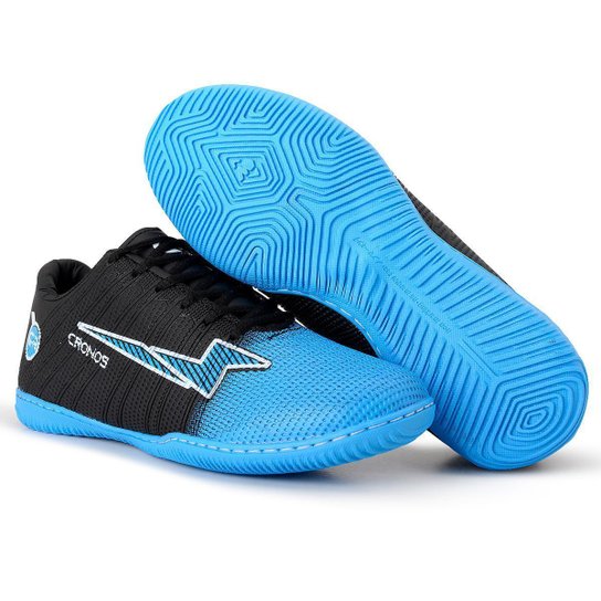 Chuteira adulto futsal cronos futebol tenis masculina feminina lisa - Preto+Azul Menor preço em Chuteira adulto futsal cronos futebol tenis masculina feminina lisa - Preto+Azul