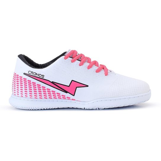 Chuteira adulto futsal cronos futebol tenis masculina feminina lisa - Branco+Rosa Menor preço em Chuteira adulto futsal cronos futebol tenis masculina feminina lisa - Branco+Rosa