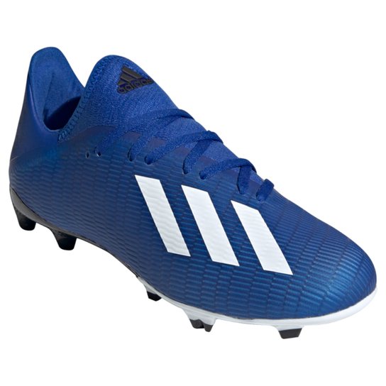 Chuteira Campo Adidas X 19 3 FG - Azul+Branco Menor preço em Chuteira Campo Adidas X 19 3 FG - Azul+Branco