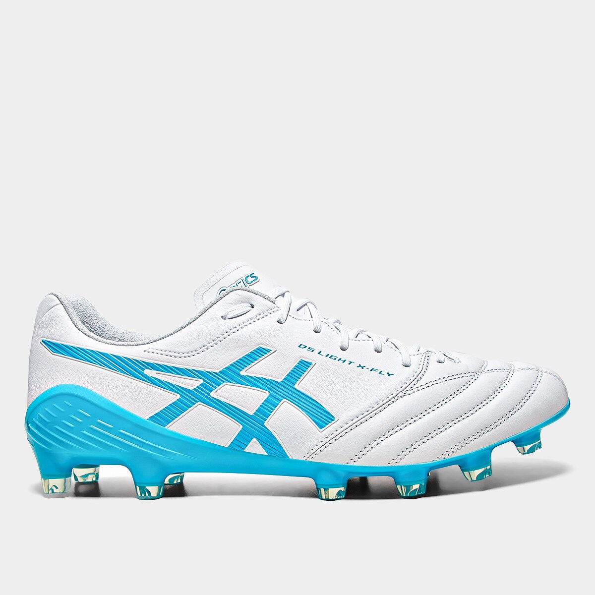 Chuteira Campo Asics DS Light X-Fly 5 Unissex - Branco+Azul Claro