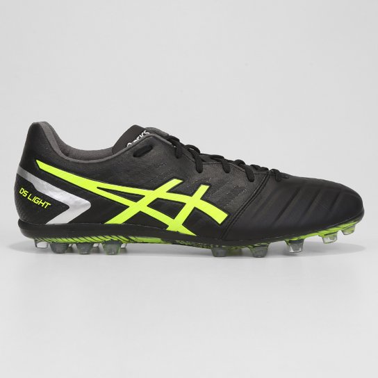 Chuteira Campo Asics Light Unissex - Exclusiva - Preto+Amarelo Menor preço em Chuteira Campo Asics Light Unissex - Exclusiva - Preto+Amarelo