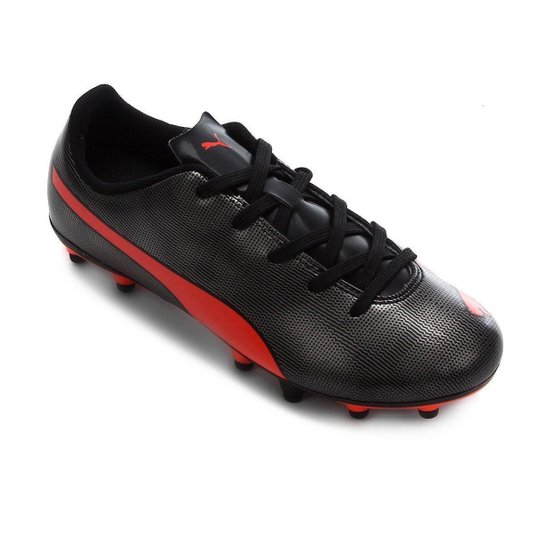 Chuteira Campo Juvenil Puma Rápido BDP FG - Preto+Vermelho Menor preço em Chuteira Campo Juvenil Puma Rápido BDP FG - Preto+Vermelho