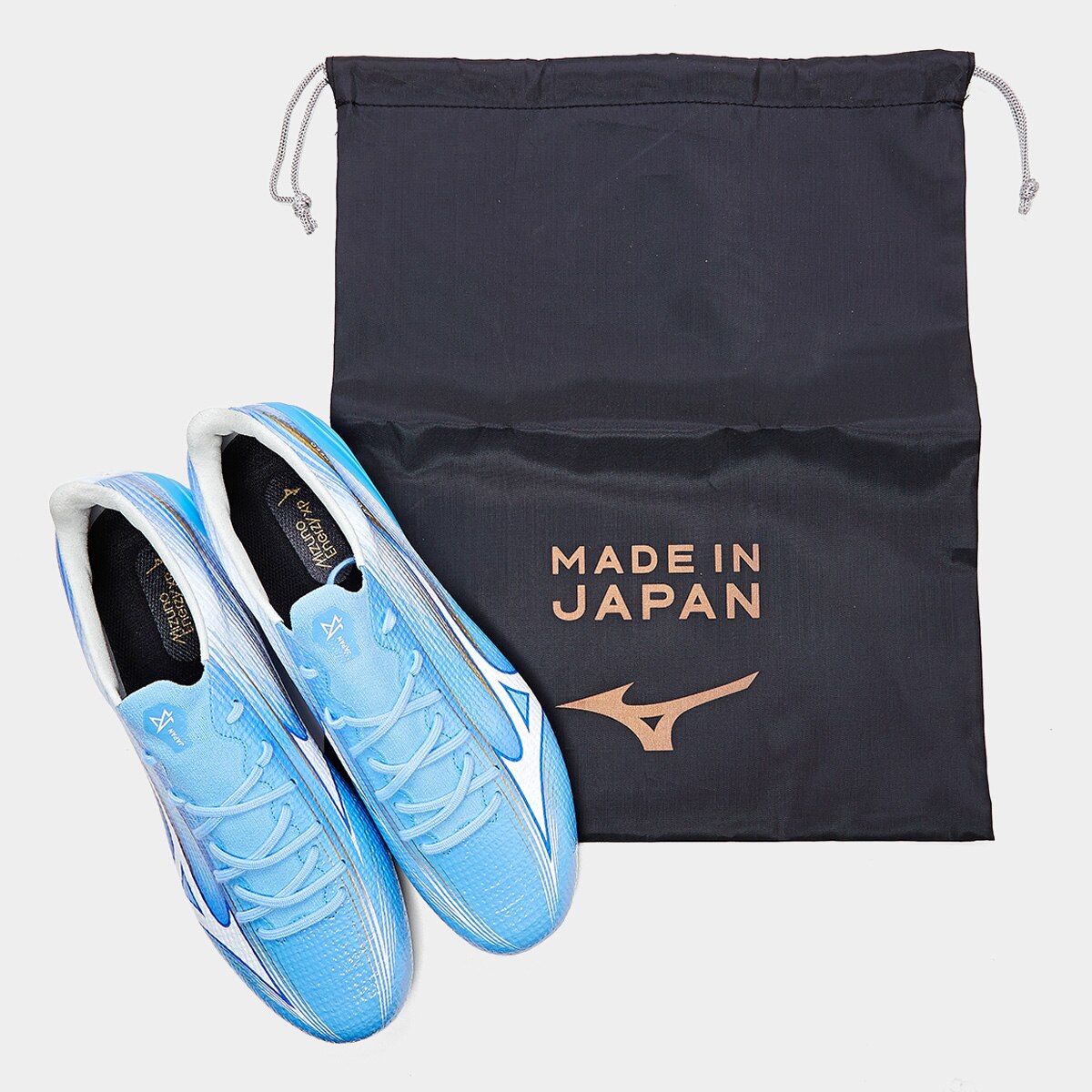 Chuteira Campo Mizuno Alpha III Japan Masculina - Azul+Dourado