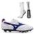 Chuteira Campo Mizuno Morelia Classic MD + Meia Antiderrapante - Branco+Marinho