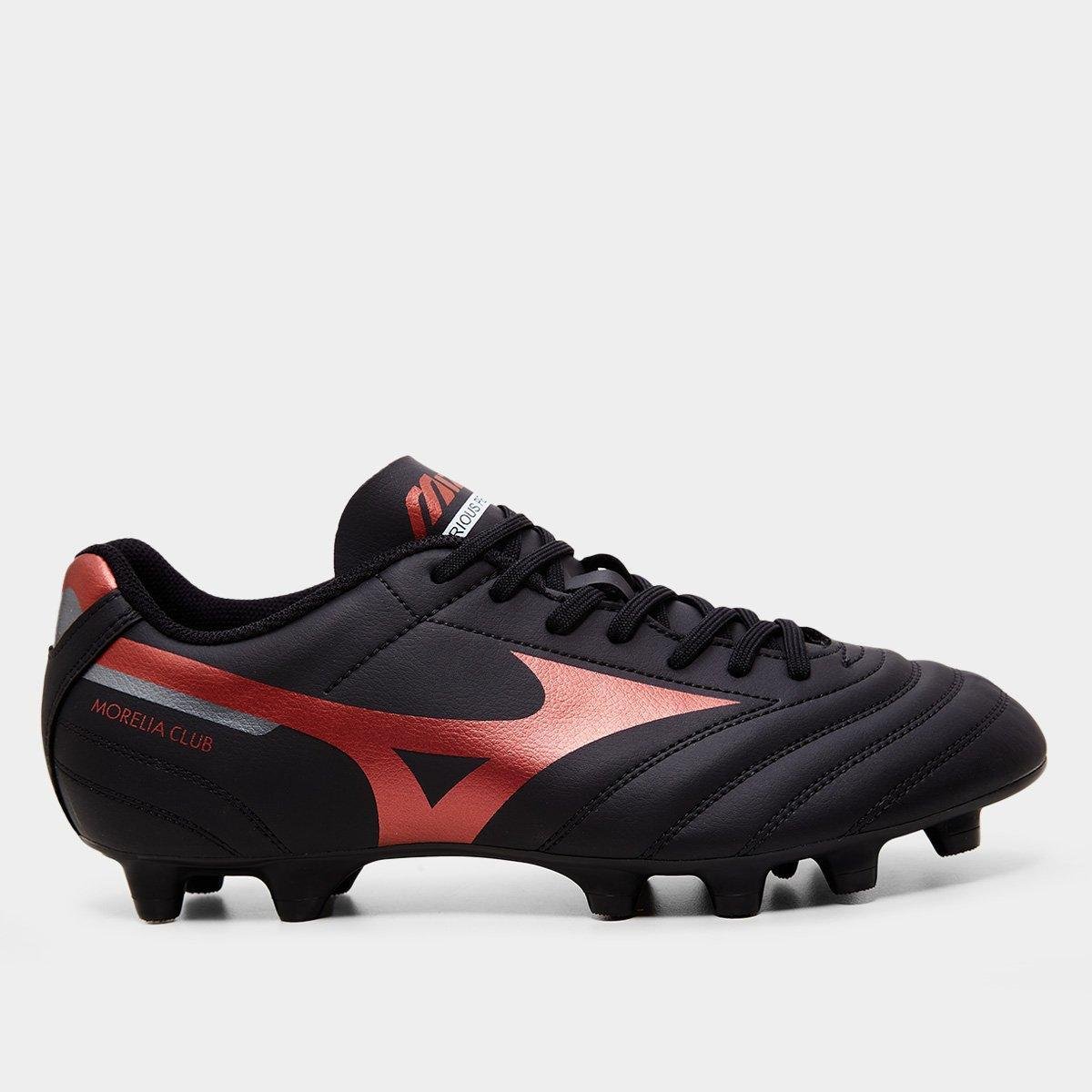 Chuteira Campo Mizuno Morelia Club Unissex - Preto+Vermelho | Netshoes