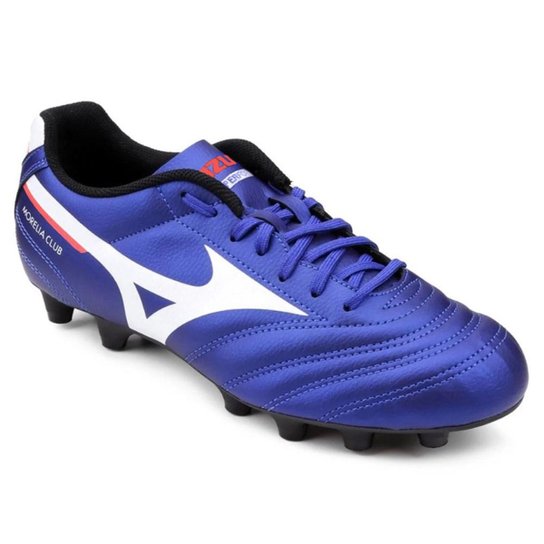 Chuteira Campo Mizuno Morelia Club Unissex Azul+Branco Netshoes