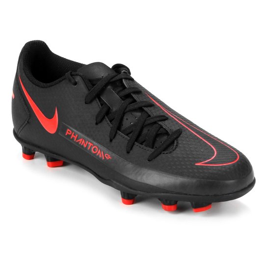 Chuteira Campo Nike Phantom Club - Preto+Vermelho