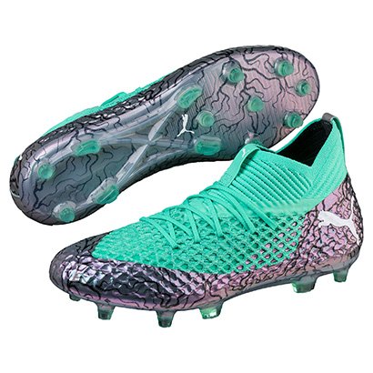 Chuteira Campo Puma Future 2.1 NETFIT FG - Cinza+Verde Água | Netshoes