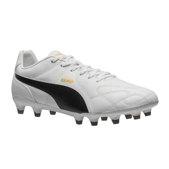 Chuteira Campo Puma King FG - Branco+Preto Menor preço em Chuteira Campo Puma King FG - Branco+Preto