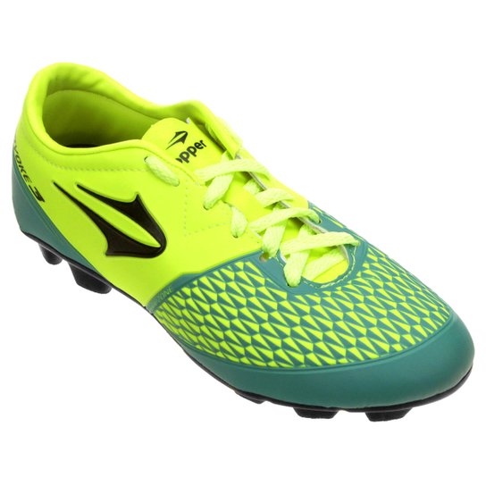 Chuteira Campo Topper Provoke 3 Masculina - Verde Limão+Preto