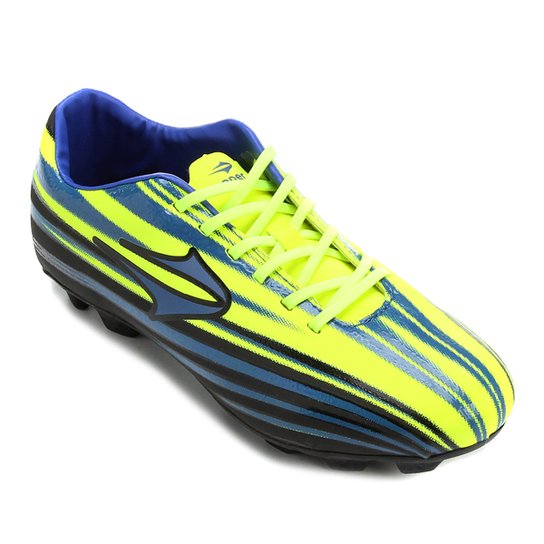 Chuteira Campo Topper Vector Azul+Verde Limão Netshoes