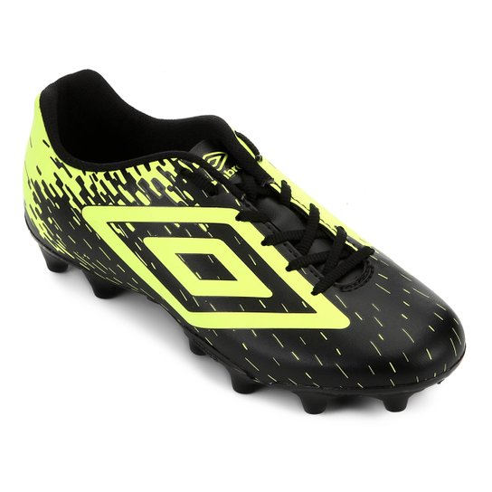 Chuteira Campo Umbro Acid - Preto+Limão Menor preço em Chuteira Campo Umbro Acid - Preto+Limão