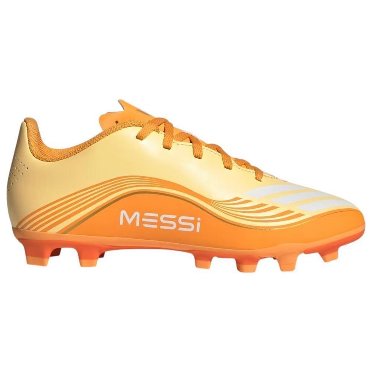 Chuteira de Campo Adidas F50 Messi Club Infantil - Laranja+Branco