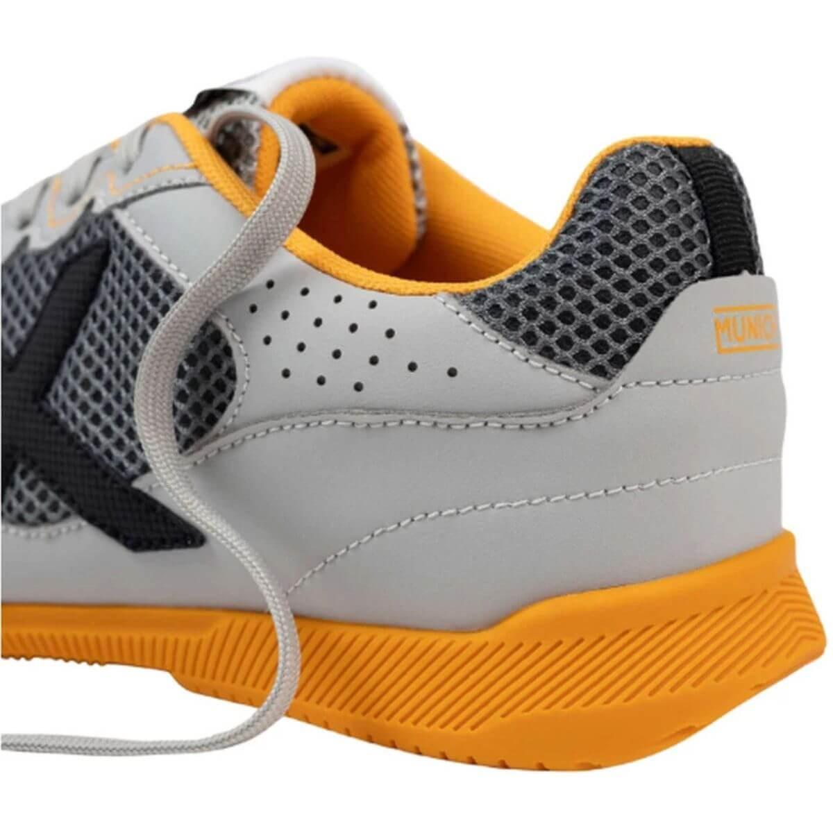 なーー（メキシコ＋ドイツ） Chuteira de Futsal Debut 04 2025 - Munich - Cinza+Laranja | Netshoes