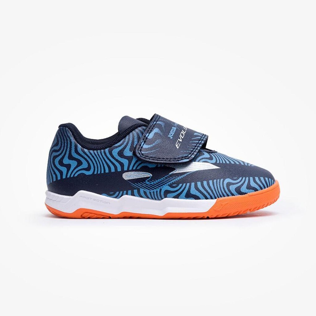 Chuteira de Futsal Joma Evolution Velcro Infantil - Azul e Laranja