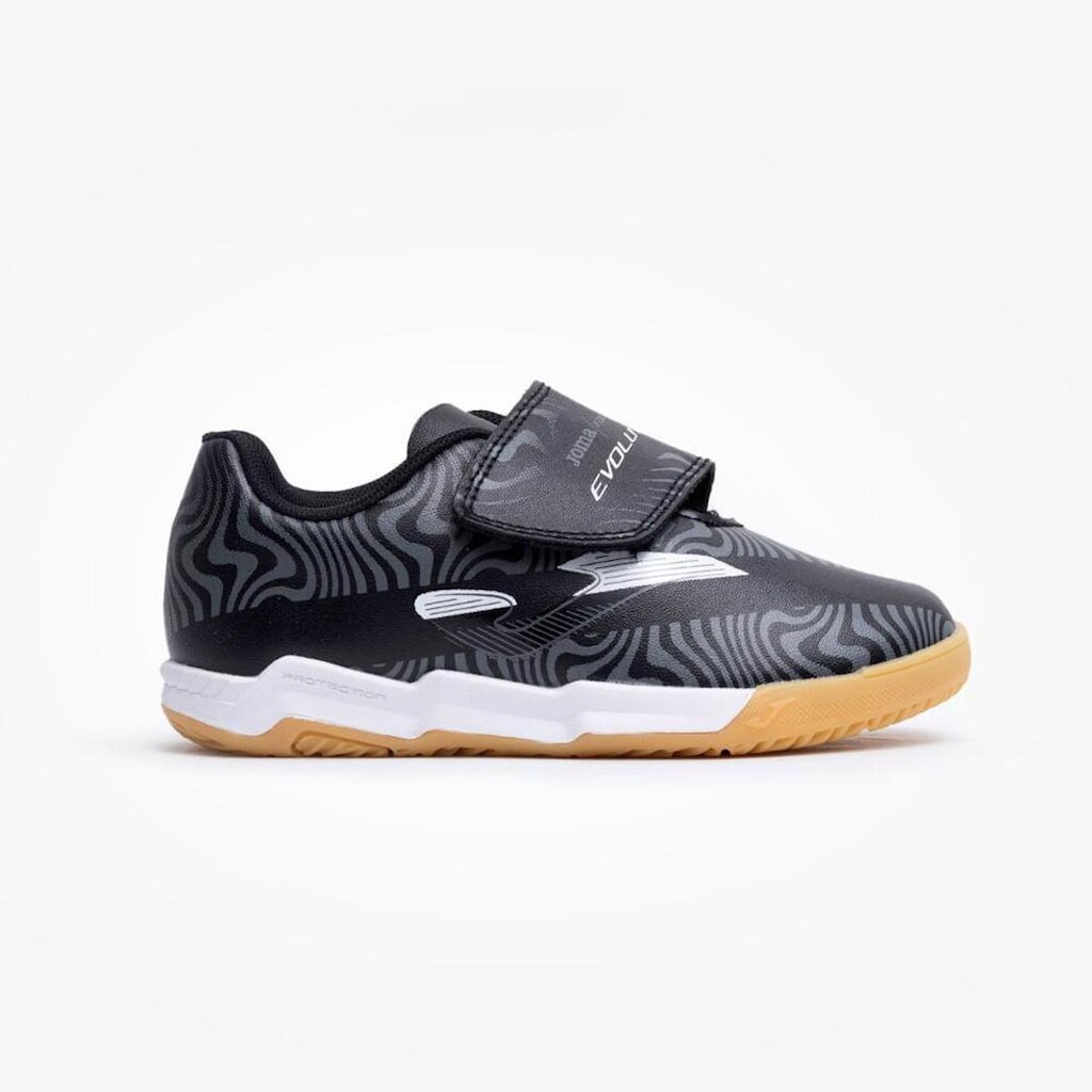 Chuteira de Futsal Joma Evolution Velcro Infantil - Preto e Branco