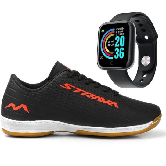 Chuteira De Futsal Juvenil Infantil Wit Shoes Costurada Masculino com Relógio Smartwatch - Preto Menor preço em Chuteira De Futsal Juvenil Infantil Wit Shoes Costurada Masculino com Relógio Smartwatch - Preto