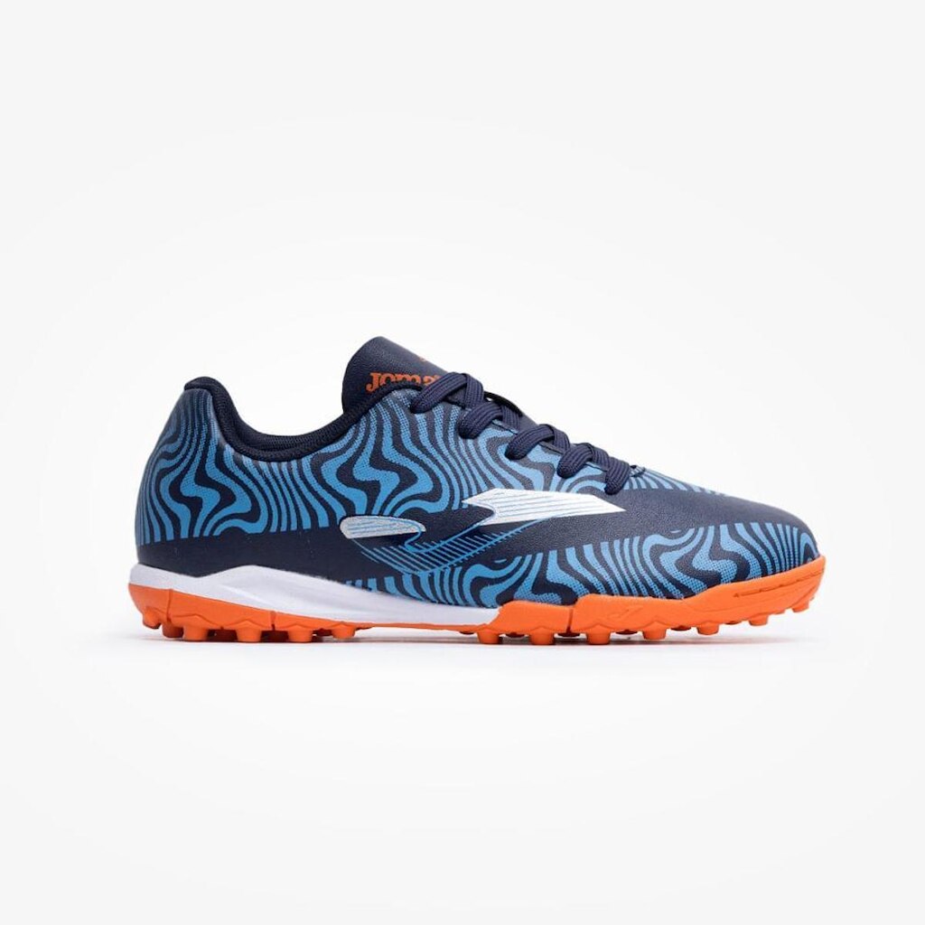 Chuteira de Society Joma Evolution Infantil - Azul e Laranja