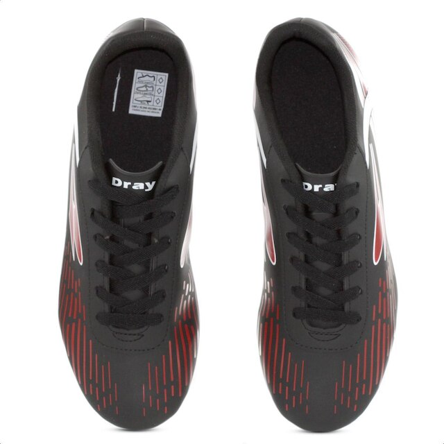 Chuteira Dray Campo 328 Preta e Vermelha - Masculina - Preto | Netshoes