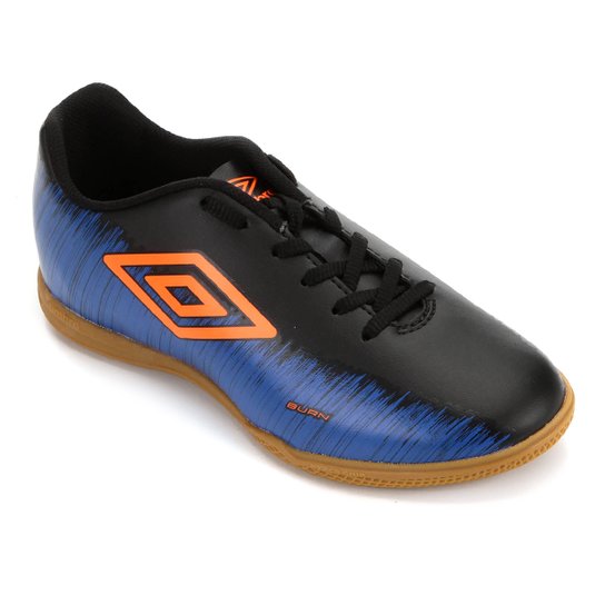 Chuteira Futsal Burn Umbro - Preto+Azul Menor preço em Chuteira Futsal Burn Umbro - Preto+Azul