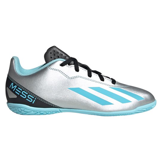 Chuteira Futsal Infantil Adidas X Messi Crazyfast P4 Unissex - Prata Menor preço em Chuteira Futsal Infantil Adidas X Messi Crazyfast P4 Unissex - Prata