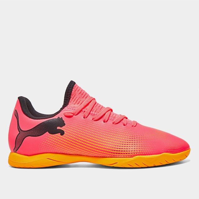 Chuteira Futsal Infantil Puma Future 7 Play - Rosa Menor preço em Chuteira Futsal Infantil Puma Future 7 Play - Rosa