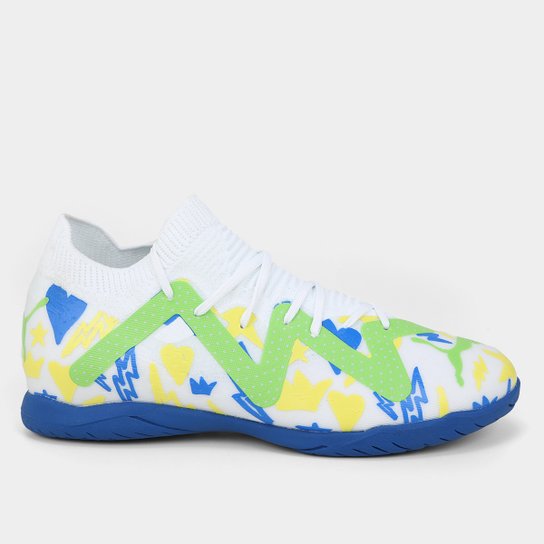 Chuteira Futsal Juvenil Puma Future Match Neymar Jr Unissex - Branco+Verde Limão Menor preço em Chuteira Futsal Juvenil Puma Future Match Neymar Jr Unissex - Branco+Verde Limão