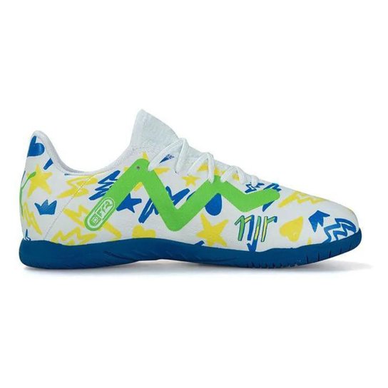 Chuteira Futsal Juvenil Puma Future Play Njr BDP - Branco+Verde Limão Menor preço em Chuteira Futsal Juvenil Puma Future Play Njr BDP - Branco+Verde Limão