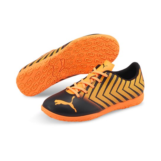 Chuteira Futsal Juvenil Puma Tacto II - Preto+Laranja Menor preço em Chuteira Futsal Juvenil Puma Tacto II - Preto+Laranja